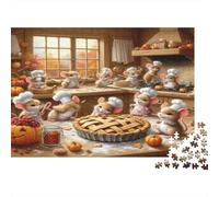 Ratones Cocinando Pasteles Puzzle de 1000 Piezas Papel para Adultos Cocina Acogedora de Otoño Juego de Puzzle 1000 Piezas Familia Decoración 70x50cm/1000pcs
