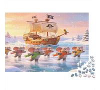 Ratones de Dibujos Animados Bailando sobre Hielo Puzzle de 1000 Piezas Papel Puzzle para Adultos Barco Invierno Relajación Hogar 70x50cm/1000pcs