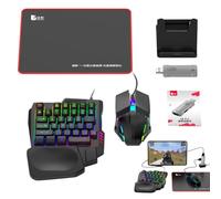 Ratones de juego y combos de teclado, teclado y ratones | Enciende teclado y ratones de media mano - Convertidor de adaptador de media mano para codificación Office Streaming Escritura D Rendimiento