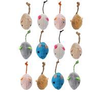 Ratones Interactivos Para Gatos: Juguetes De Doce Piezas, Muerde De Felpa Con Hierba Gatera, Muñecas Ideales Para La Limpieza De Dientes De gatits, Comportamiento De Caza En Interiores, Juegos Al Air
