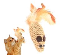 Ratones Sonajero para Gatos,Juguetes para Ratones, Juguete de Ratones de Cuerda con Cola de Plumas, Juguete para gatos, juguetes flexibles de enriquecimiento para gatos, juguete interactivo de plumas