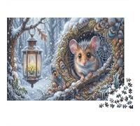 RatónRompecabezas Premium De 1000 Piezas Cartón, Antistrés Winter Bosque nevado Entretenimiento Familiar, Regalo Ideal para Unión Familiar Y Tiempo Libre 70x50cm/1000pcs