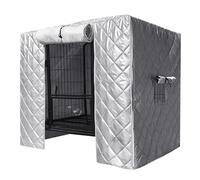 Ratpzou Funda impermeable de invierno para jaula de perro, forro de algodón grueso para exteriores, con ventana lateral enrollable y puerta delantera, para interiores y exteriores, jardín, patio