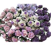 RATREE 888 100 Flores de Papel de Morera de Color Morado Mezclado de 18 mm, para álbumes de Recortes, Boda, Manualidades, Tarjetas, Rosas Artificiales, Flores Artificiales (Morado Mezclado)