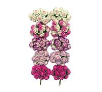 RATREE SHOP 100 Unidades Mini Rosa Mixta Color Rosa Mulberry Papel Flor 10 mm Scrapbooking Boda Casa de muñecas Tarjeta de Suministros, Productos de Tailandia