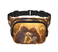 Rats in Love Fitness - Riñonera de viaje moderna e informal, riñonera cuadrada de doble capa, color negro, talla única, Negro, One Size
