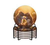 Rats in Love - Juego de 6 posavasos de cerámica de estilo moderno para mesa de café para protección de mesa y decoración del hogar