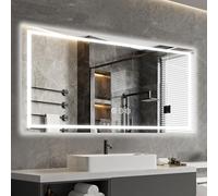 Ratsamee Espejo Baño con Luz 60x100cm, Espejos de Baño con LED con Antivaho, Regulable, 3 Colores Luz, Función Memoria