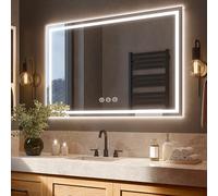 Ratsamee Espejo Baño con Luz 70x100cm, Espejos de Baño con LED con Antivaho, Regulable, 3 Colores Luz, Función Memoria