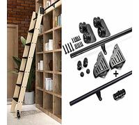 RAtsch Kit de herrajes para Escalera Deslizante de Biblioteca rodante - Kit de herrajes para Escala Mobili In Acciaio Al Carbonio, Binari Hardware per Porte Scorrevoli, con Rulli A Pavimento, Insta