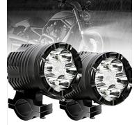 RATSTONE Faros adicionales LED, 6000 K, aluminio, resistente al agua y al polvo, 2 unidades, compatibles con la mayoría de las motocicletas