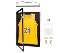 RATSTONE Marco Para Camisetas De Futbol,Marco Camisetas,98% De Protección Contra Los Rayos Uv,Con Tapa Abatible y Cierre Con Llave-80x60cm-Incluye Accesorios De Montaje,Con Perchero(Negro)