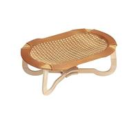 Rattan Cat Bed, Indoor Cooling Chair, 23.23x14.96in Raised Scratch-Resistant Pad, Authentic Woven Design, Breathable Comfort Material for Living Room Balcony Floor Use