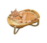 Rattan Cat Chair, Elevated Cooling Bed, Raised Rattan Hammock, Breathable Sleeping Pad, Puppy, Bunny, Ideal for Backyard, Courtyard, Small to Large Breed Animals Use