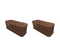 Rattan estilo impermeable escritorio Cords Hider Cables organizador caja | Rattan Style Cables Organizer Box With Lid Lock For Power Strip TV PC Router Charger