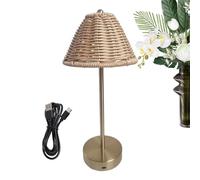 Rattan Lamp - Boho LED Rechargeable Dimmable Light for Ambience | Woven Bedside Lamp Night Light with Soft Glow, Portable Decorative Accent for Home Decor Bedroom Livingroom Study Nightstand Farmhouse