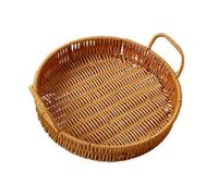Rattan Storage Basket, Flexible Lightweight Woven Organizer Tray, Artificial Woven Harvest Storage Basket For Kitchen Living Room Balcony Outdoor Beach Fruit Vegetable Huevo Flower Bread Gathering Use