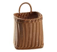 Rattan Wall Basket Decor - Woven Farmhouse Flower Storage Set, Artificial Hanging Organizer Display Item, Rustic Home Accent Accessory Tool | Lightweight Interior Exterior Decoration Piece Front