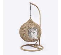 Rattan Weaving Cat House, Winter Wat Wat Villa Four Seasons Universal Cat Supplies-Rattan Hanging Basket, B, One Size