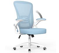 rattantree Silla de Oficina, Silla de Escritorio Ergonómica con Reposabrazos Plegables, Altura Ajustable, Soporte Lumbar, Silla Giratoria para Computadora con Cojín de Asiento Acolchado, Azul