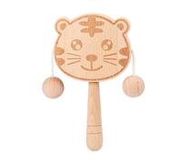 Rattle de madera para niños-Tiger Design Toys para niños de madera, tambor que sacude en forma de gran tamaño sensorial para escuchar cogniciones para el desarrollo temprano