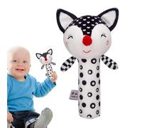 Rattle Toy | Black and White Soft Rattles Fox Toys | Cartoon Stuffed Animal Rattle Stick Soothing Soft Hand Grip Shaker for Boys Girls Aged 0-3