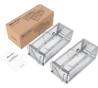 Ratzfatz Pack de Dos Jaula de Trampa de Metal para, Trampa para Ratas, Atrapar pequeños Animales Vivos, como Ratas, Ratones u Otros Animales Salvajes, Plata