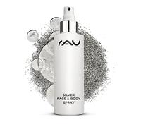 RAU Cosmetics Silver Face & Body Spray 200 ml - Spray Calmante con Plata Coloidal y Pantenol - Hidratante Antibacteriano para Rostro y Cuerpo - Alivia Irritaciones, Rojeces e Impurezas