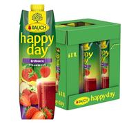 Rauch Happy Day - Prisma Tetra con sabor intenso a fresa refinado con manzana y limón, 6 x 1 litro