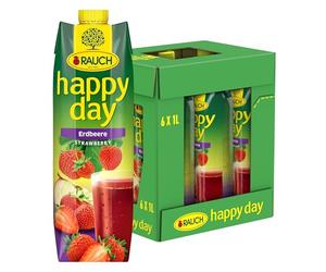 Rauch Happy Day - Prisma Tetra con sabor intenso a fresa refinado con manzana y limón, 6 x 1 litro