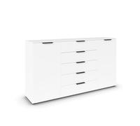 Rauch Möbel Flipp - Cómoda con Espacio de Almacenamiento para salón, Dormitorio, Pasillo, 4 estantes, Color Blanco Alpino, 2 Puertas, 5 cajones, Asas de Grafito, 180 x 100 x 42 cm