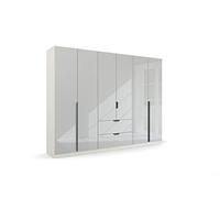 Rauch Möbel Modern by Quadra Spin - Armario de 6 Puertas giratorias, Color Blanco y Cristal, Incluye 3 Barras para Ropa, 3 estantes, 2 cajones, 271 x 210 x 54 cm