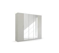 Rauch Möbel Pure by Quadra Spin - Armario Giratorio para Puertas (5 Unidades, con Espejo, Incluye 3 Barras de Ropa, 3 estantes, 226 x 210 x 54 cm), Color Gris
