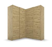 Rauch Möbel Quadra Artisan - Armario esquinero (4 Puertas, 12 estantes, 181 x 229 x 187 cm), Color Roble