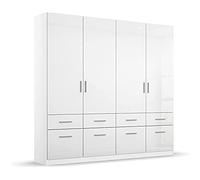 Rauch Möbel ropero/Armario con 2 estantes, 1 Barra de Ropa, 8 cajones-Celle de 4 Puertas, Madera de ingeniería, Blanco Brillante, Breite 181 cm