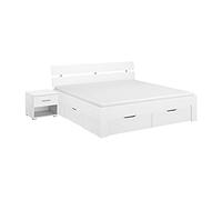 Rauch Möbel Ryba Cama con 4 cajones y 1 mesita de Noche en Blanco, Superficie de Descanso 180 x 200 cm, Dimensiones totales (Ancho x Alto x Profundidad) 232 x 88 x 215 cm