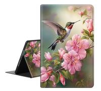 RAUEDWDJS Case for Samsung Galaxy Tab A9 8.7 Inch 2023,PU Leather Slim Standing Smart Cover Case with Auto Sleep/Wake,Birds Pink Flowers