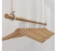 RAUGAJ Barra para Colgar Ropa, Barra De Suspensión De Madera para Techo, Barra De Armario Ajustable, Barra De Suspensión Retráctil De 0 a 200 Cm, Estilo Industrial Retro