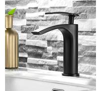 RAUGAJ Grifo Cuenca Gritos de Baño Cascada de Baño Grifo Cuenca de Manguera de un Solo Trago de Toque Bañera Grifo de Latón Grúa Grúa Grúa/Corto Negro