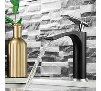 RAUGAJ Grifo Cuenca Gritos de Baño Cascada de Baño Grifo Cuenca de Manguera de un Solo Trago de Toque Bañera Grifo de Latón Grúa Grúa Grúa/Negro Y Cromo