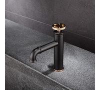 RAUGAJ Grifo para la Cascada Washbasin Brass Tres Agujeros Redondos Mezcladores de Bañera de Doble Manija, Grifos Negros Negros Negros para el Baño con Bronce Antiguo Vintage Terminado