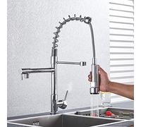 RAUGAJ Grifos, Cromo Cocina de la Cocina de la Cocina de Primavera Pullador Lateral Dual Pala de Mango de un Solo Toque Fiscal de Toque Grifo de Cocina 360 Grifos de Cocina de Rotación/Cromado F