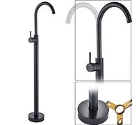 RAUGAJ Grifos, Grifos Cromados de Soporte de Piso de un Solo Mango de Latón Baño de Latón para la Batidora Basink con Boquilla de Roto Orificio Único/Bronce Negro
