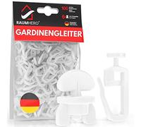 Raumhero Juego completo de 100 ganchos de cortina con 6 topes, 7 mm de tamaño estándar, 100 % fabricado en Alemania