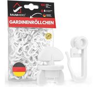 Raumhero® Rollo Para Riel - Juego Completo de 100 Ganchos Con 6 Topes - 8 mm Tamaño Estándar - Para Cortinas - 100% Fabricado en Alemania