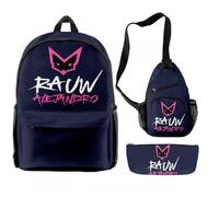 Rauw Alejandro - Conjunto de mochila de tres piezas, informal, unisex, tela Oxford, bolsa de viaje, retro, a la moda, R392746a59, One Size, Casual