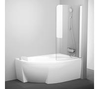 Ravak Rosa mampara de bañera 100 cm una pieza blanco brillo/vidrio transparente 7QRS0100Y1