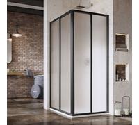Ravak Supernova puerta de ducha 100 cm corredera negro mate/vidrio con patrón 14VA03O2ZG