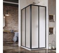 Ravak Supernova puerta de ducha 75 cm corredera negro mate/vidrio con patrón 14V303O2ZG