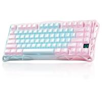 ravaStar Mercury K1 Lite Teclado Mecánico Gaming, Layout 75%, Gasket-Mount, Tri-Modo (2.4GHz/BT/Cable), Hot-Swap, Switches Lineales Stellar Bloom, Jelly Keycaps, RGB - Aurora Mist
